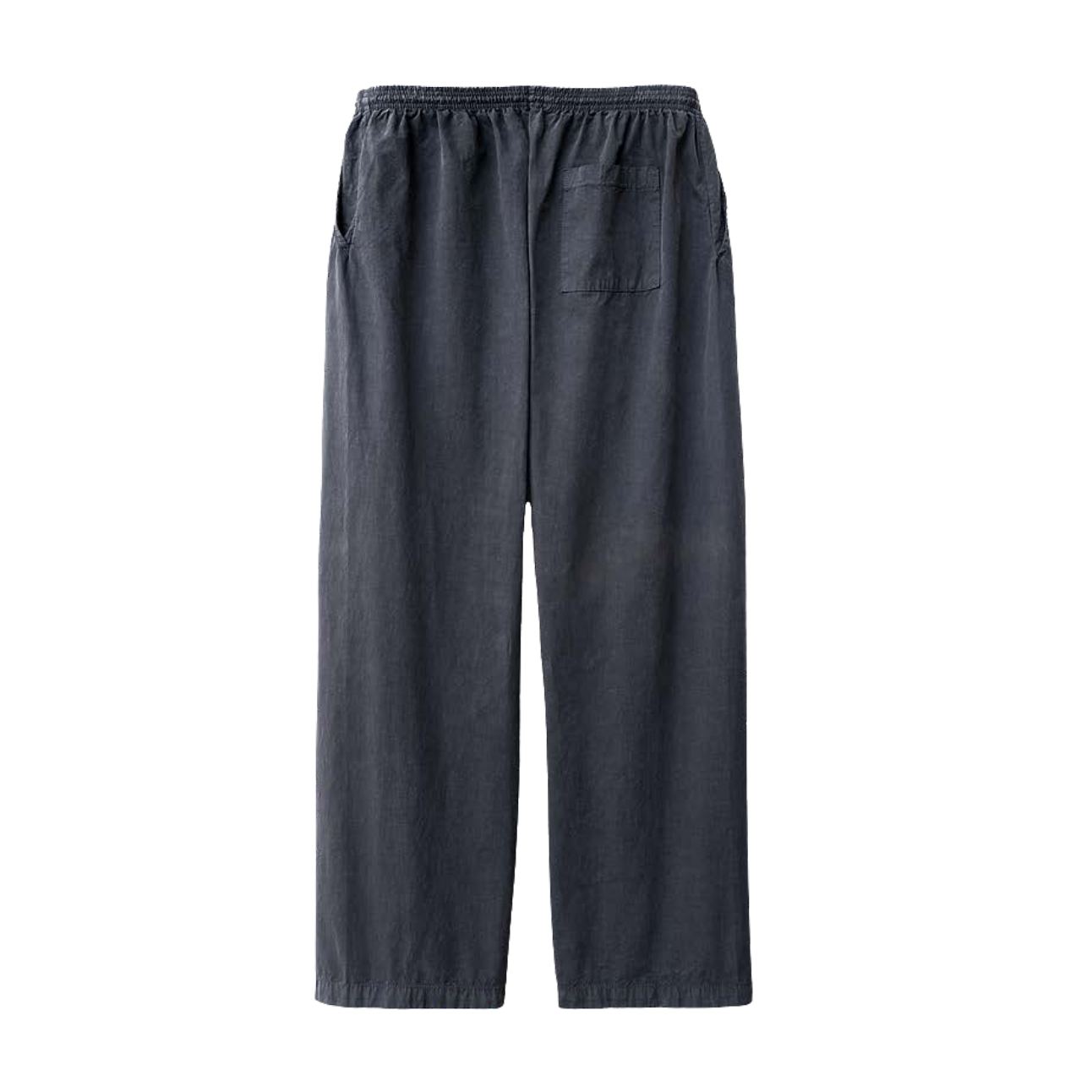 Washed Drawcord Pant, slate blue, back