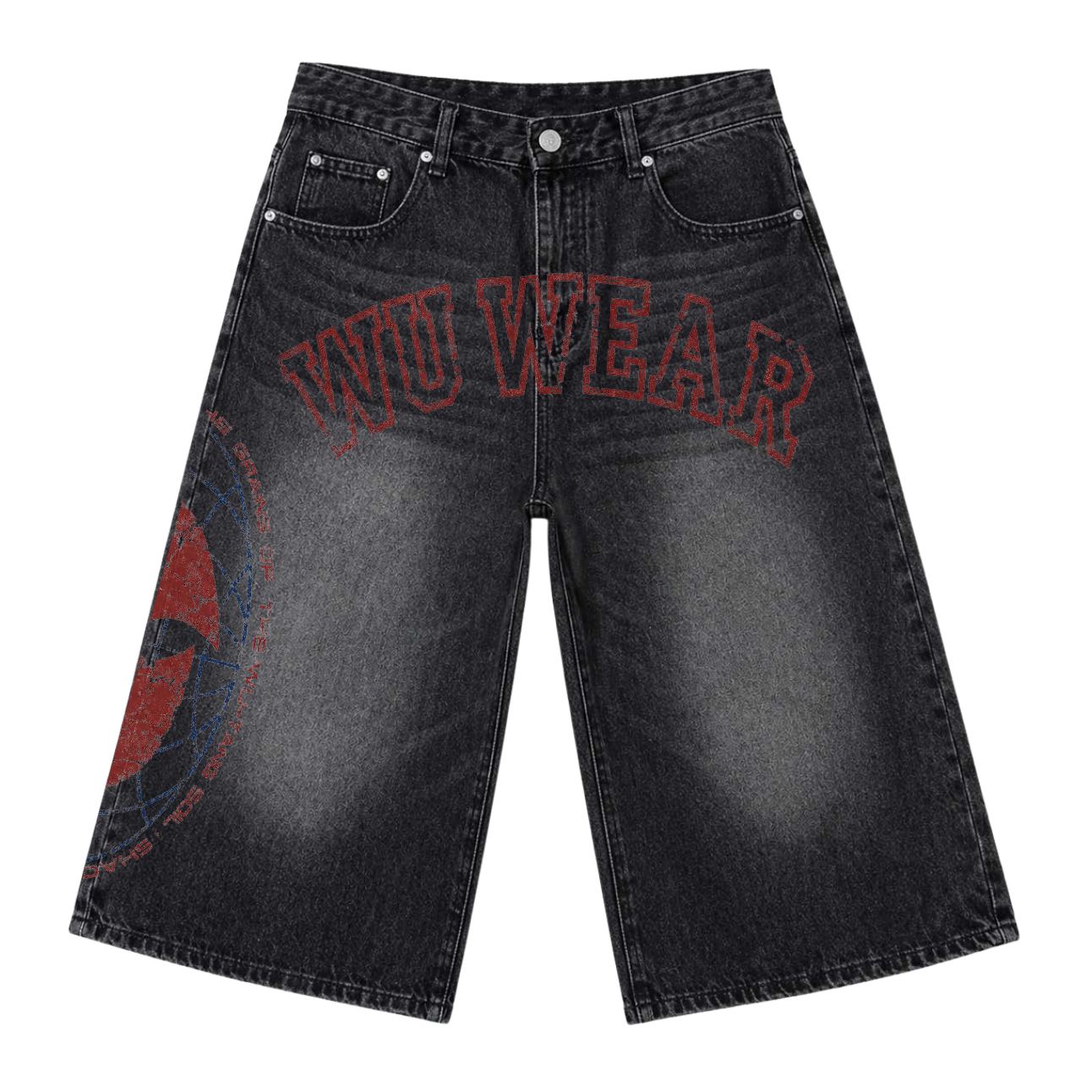 Arch Print Jort, black wash, front